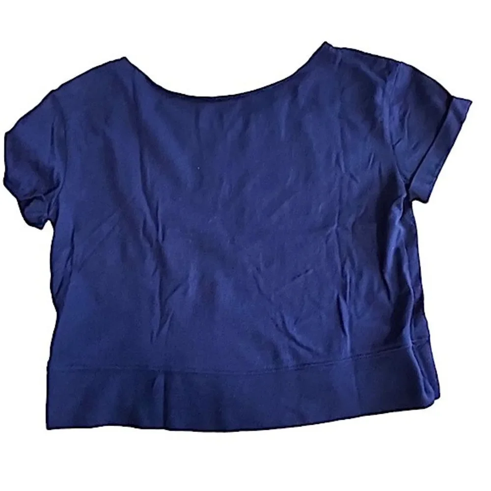 🌴 Justice “Express Your Creativity” Flip Sequin Crop Tee Navy Blue Girls 10
